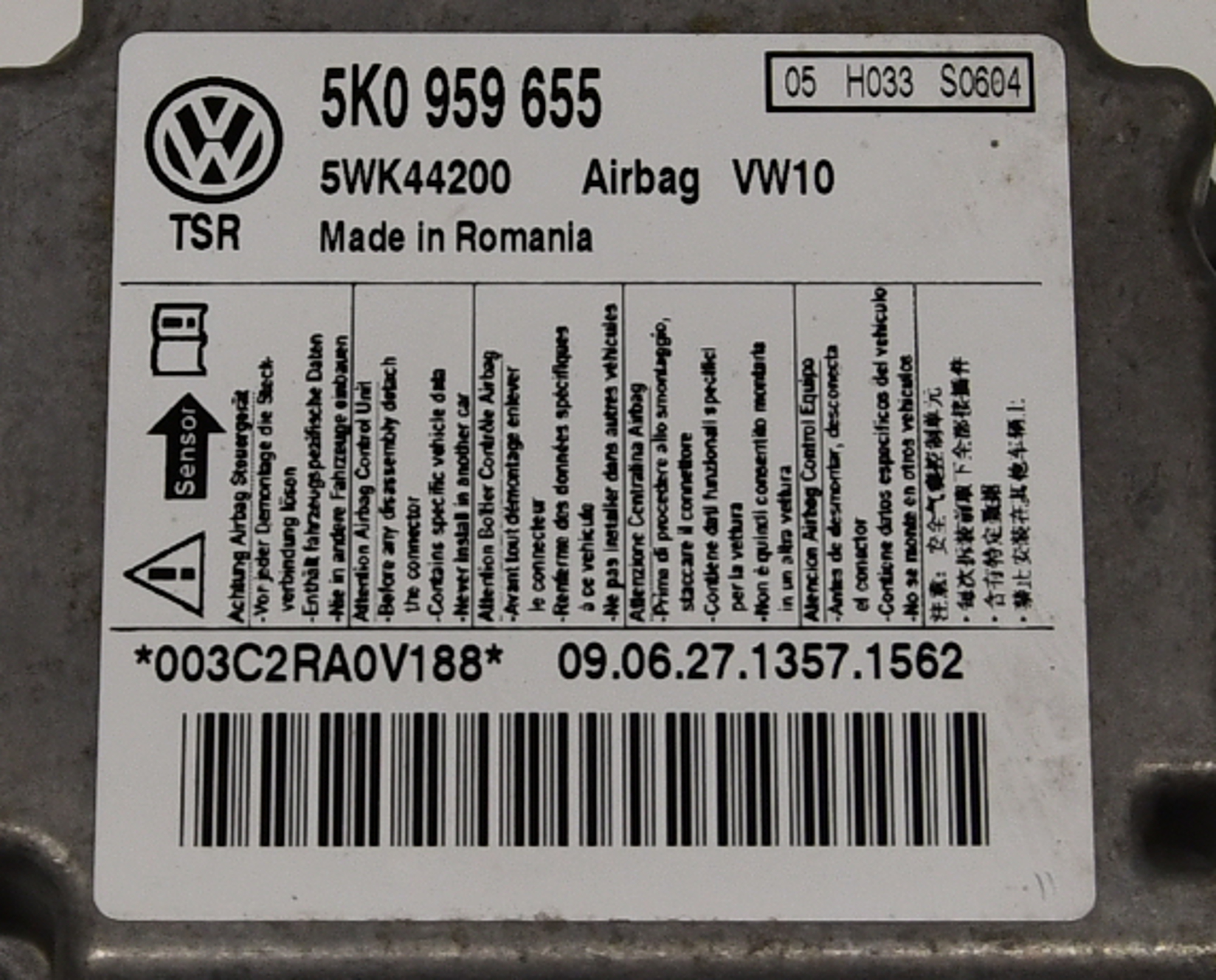 Airbagsteuergerät Airbagmodul  5K0959655 012 Golf 6 VI 5K Original VW 