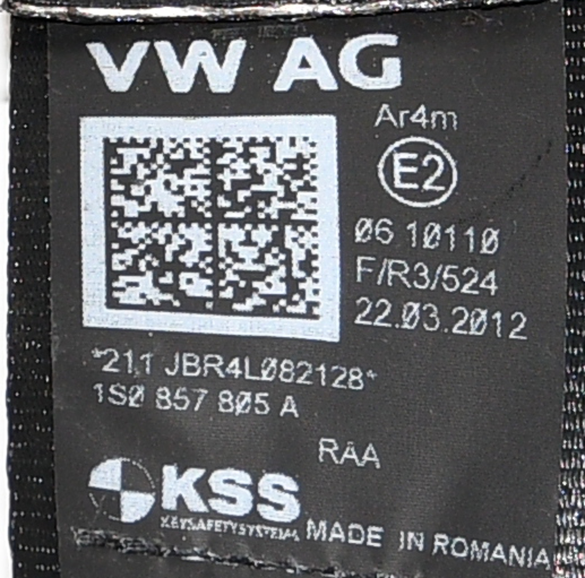 Ceinture de sécurité trois points arrière gauche 1S0857805A RAA UP Original VW 